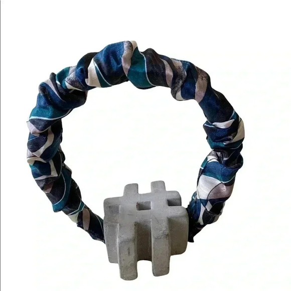 Artisan Handcrafted Geometric Multi-Color Scrunchy Headband Crown Hair Accessory - Picture 7 of 9